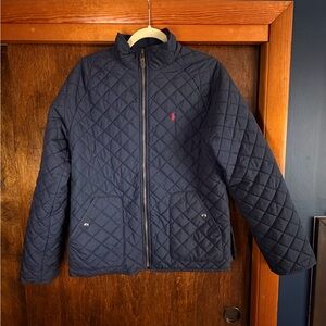 Polo Ralph Lauren Navy Quilted Jacket with Red Embroidery